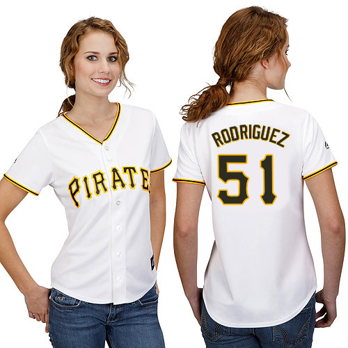 Wandy Rodriguez #51 mlb Jersey-Pittsburgh Pirates Women's Authentic Home White Cool Base Baseball Jersey